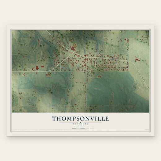 Thompsonville, Illinois map print, the full design