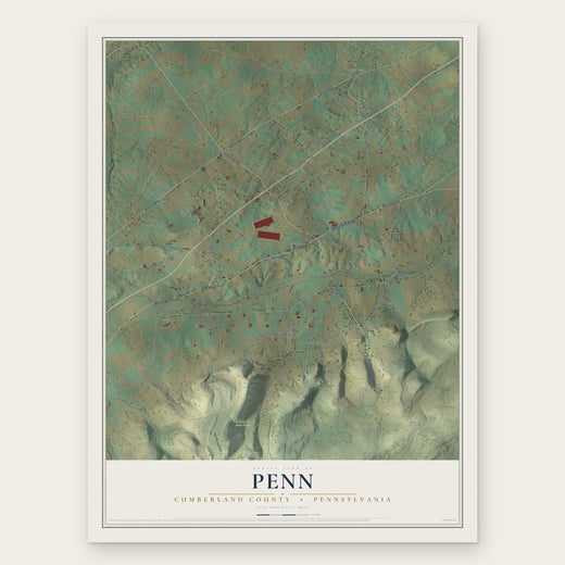 Penn, Cumberland County, Pennsylvania map print, the full design