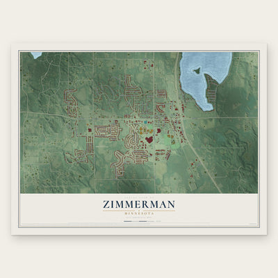 Zimmerman, Minnesota map print, the full design