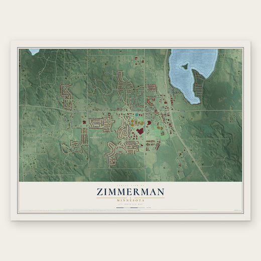 Zimmerman, Minnesota map print, the full design