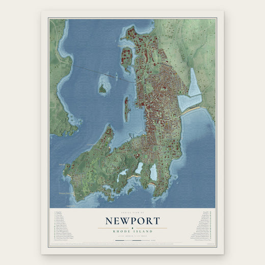 Newport, Rhode Island map print, the full design