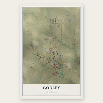 Godley, Texas map print, the full design