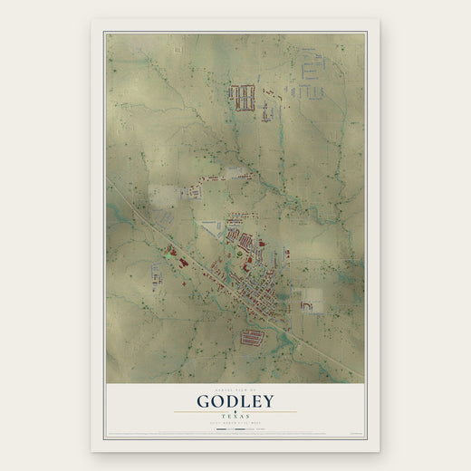 Godley, Texas map print, the full design