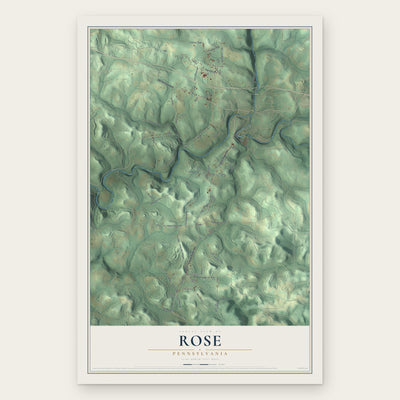 Rose, Pennsylvania map print, the full design