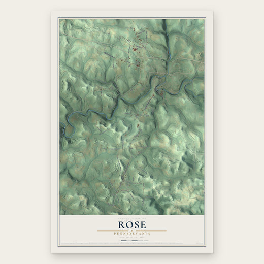 Rose, Pennsylvania map print, the full design