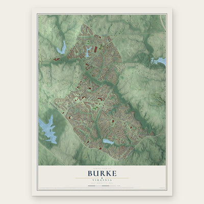 Burke, Virginia map print, the full design