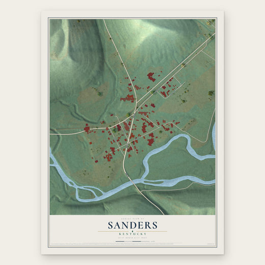 Sanders, Kentucky map print, the full design