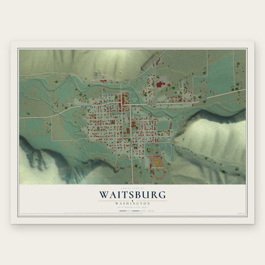 Waitsburg, Washington map print, the full design