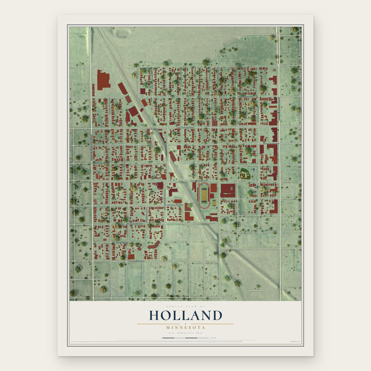 Holland, Minneapolis, Minnesota map print, the full design