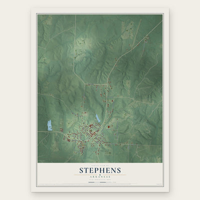 Stephens, Arkansas map print, the full design