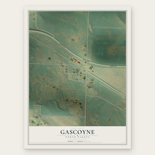 Gascoyne, North Dakota map print, the full design