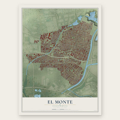 El Monte, California map print, the full design