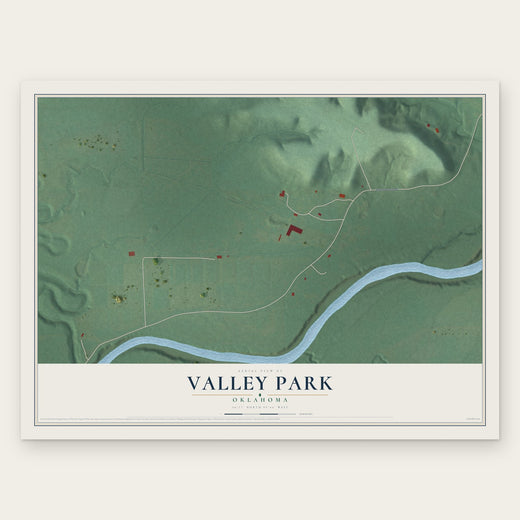 Valley Park, Oklahoma map print, the full design