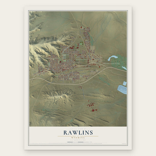 Rawlins, Wyoming map print, the full design