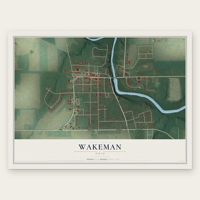 Wakeman, Ohio map print, the full design