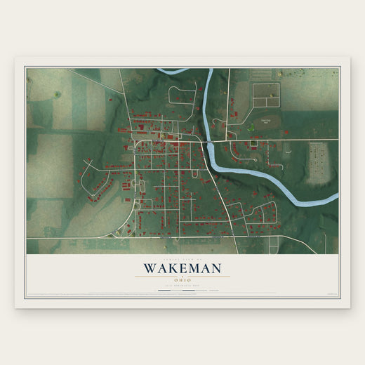 Wakeman, Ohio map print, the full design