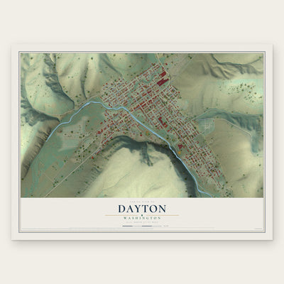 Dayton, Washington map print, the full design
