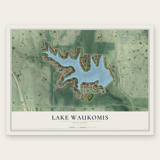 Lake Waukomis, Missouri map print, the full design
