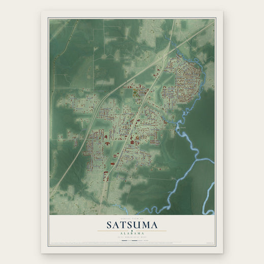 Satsuma, Alabama map print, the full design
