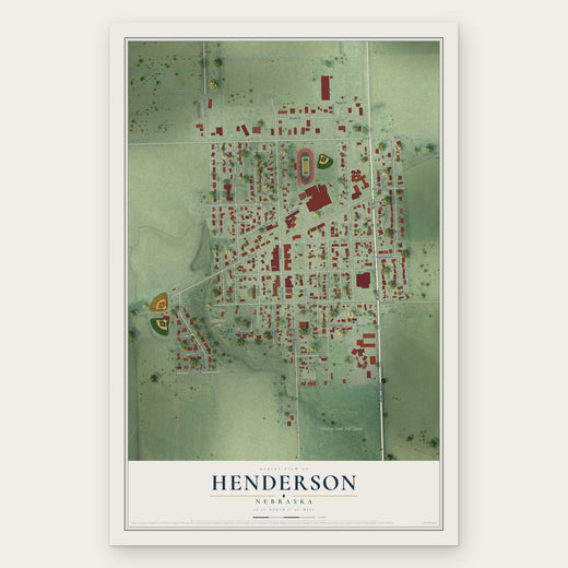 Henderson, Nebraska map print, the full design