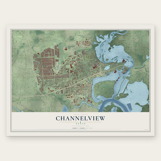 Channelview, Texas map print, the full design