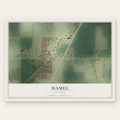 Hamel, Illinois map print, the full design