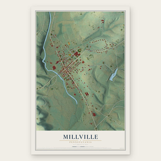Millville, Pennsylvania map print, the full design