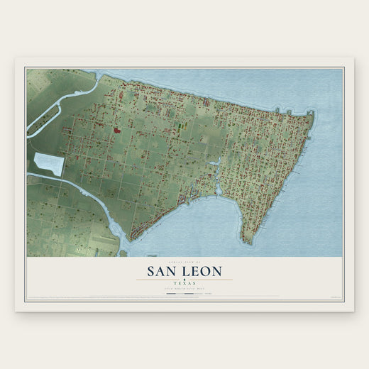 San Leon, Texas map print, the full design