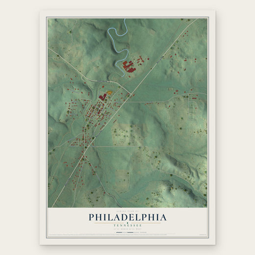 Philadelphia, Tennessee map print, the full design