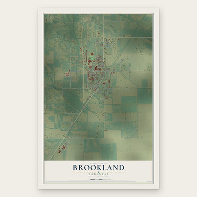 Brookland, Arkansas map print, the full design