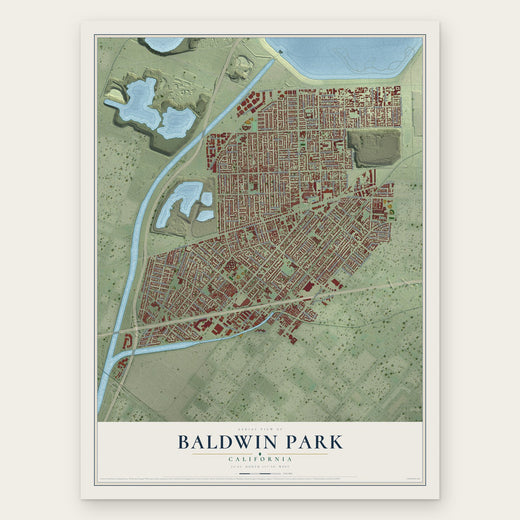 Baldwin Park, California map print, the full design
