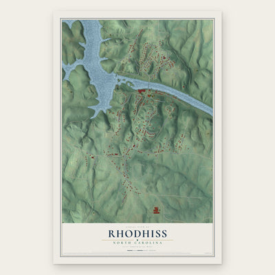 Rhodhiss, North Carolina map print, the full design