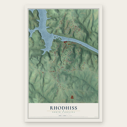 Rhodhiss, North Carolina map print, the full design