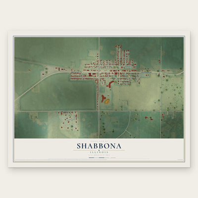 Shabbona, Illinois map print, the full design