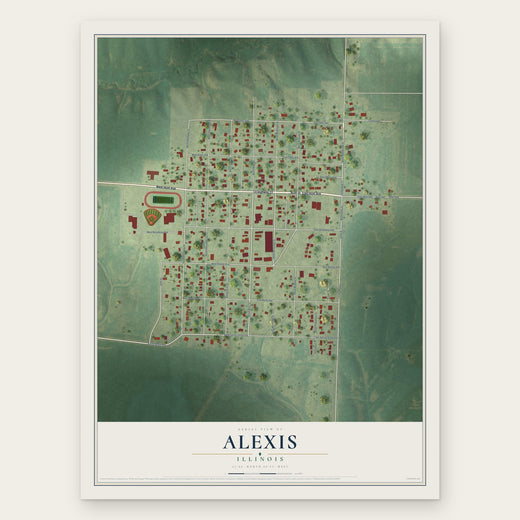 Alexis, Illinois map print, the full design