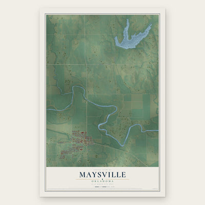 Maysville, Oklahoma map print, the full design
