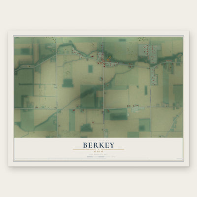 Berkey, Ohio map print, the full design