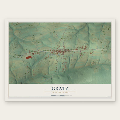 Gratz, Pennsylvania map print, the full design