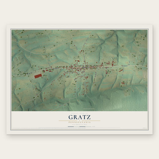 Gratz, Pennsylvania map print, the full design