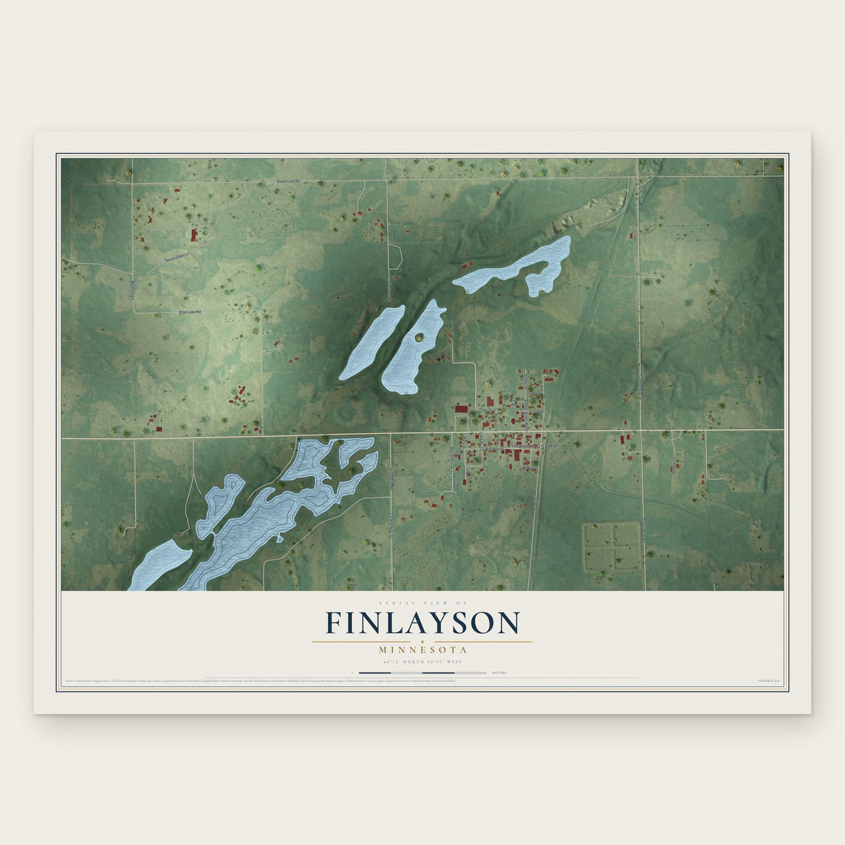 Finlayson, Minnesota map print, the full design