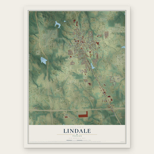 Lindale, Texas map print, the full design