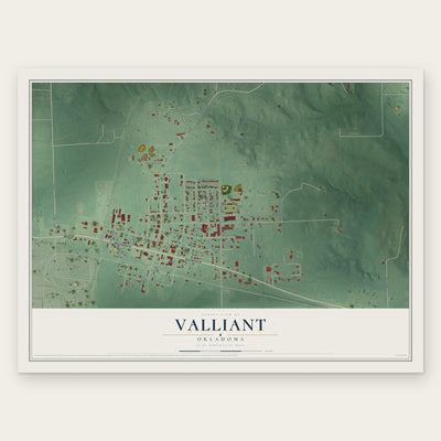 Valliant, Oklahoma map print, the full design