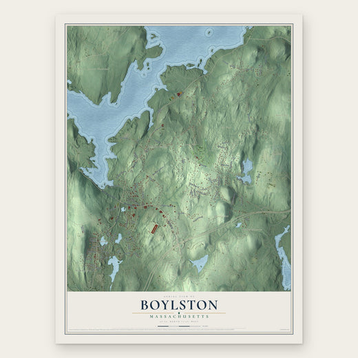 Boylston, Massachusetts map print, the full design
