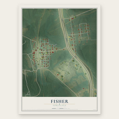 Fisher, Louisiana map print, the full design