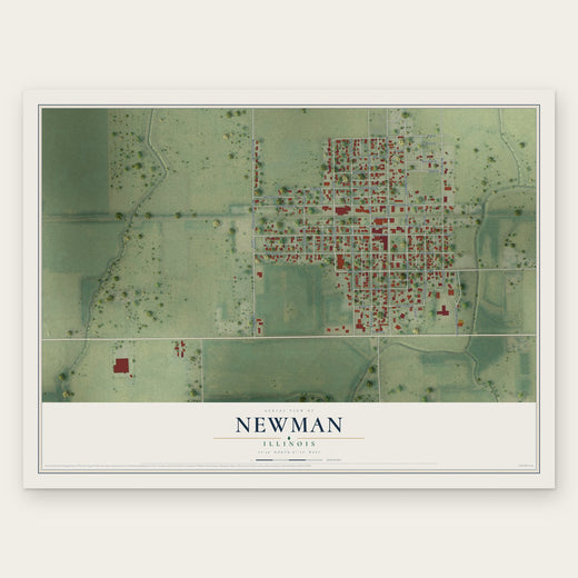 Newman, Illinois map print, the full design