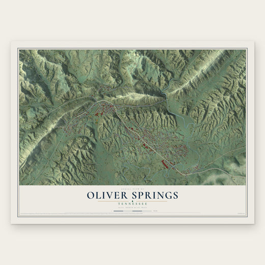 Oliver Springs, Tennessee map print, the full design