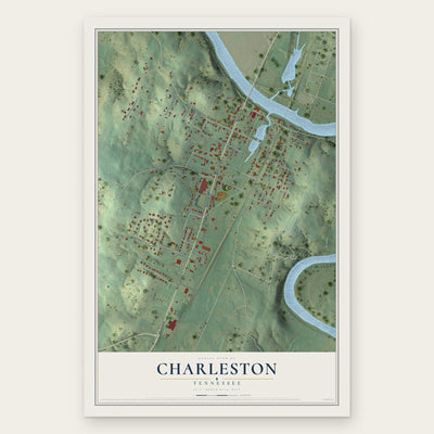 Charleston, Tennessee map print, the full design