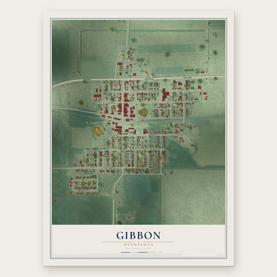 Gibbon, Minnesota map print, the full design