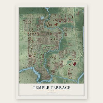 Temple Terrace, Florida map print, the full design