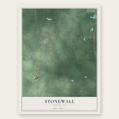Stonewall, Louisiana map print, the full design